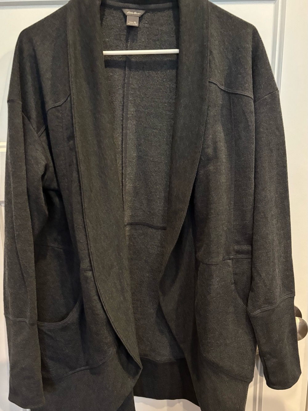 Eddie Bauer Charcoal Open-Front Shawl Collar Jacket SZ XL